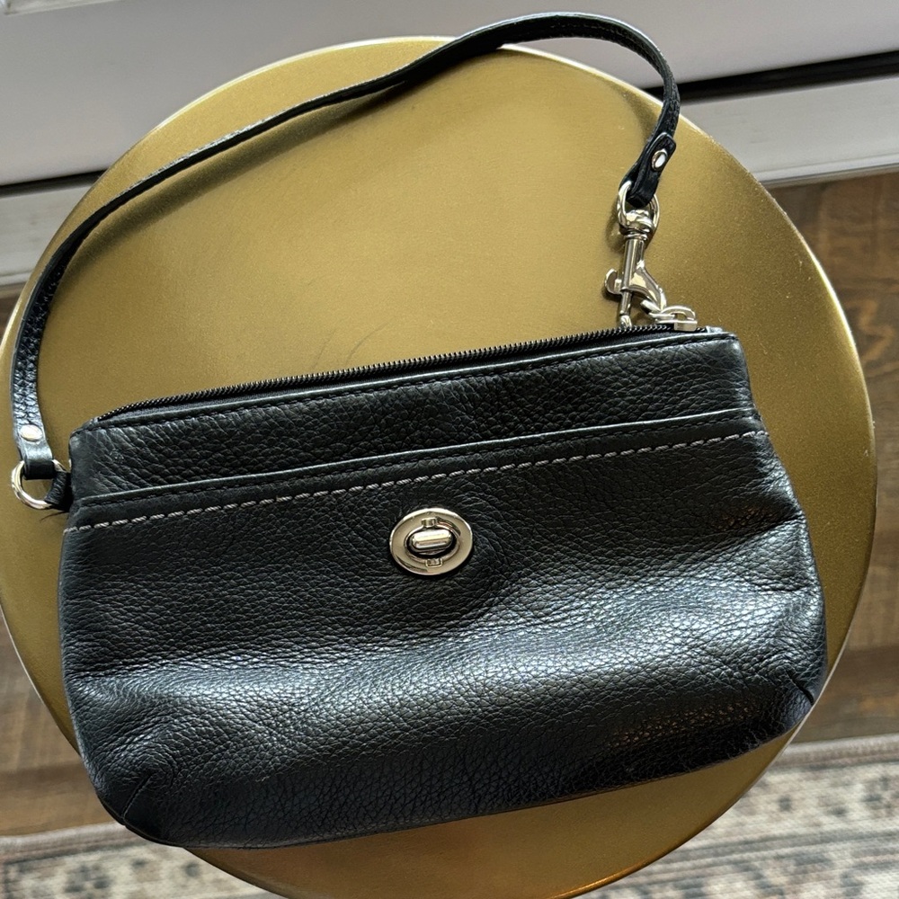 Coach Black Leather Wristlet Bag